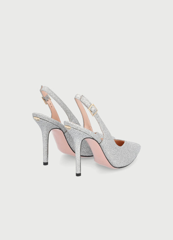 Silver Liu Jo Laminated Slingback Women's High Heels | DIE-986524