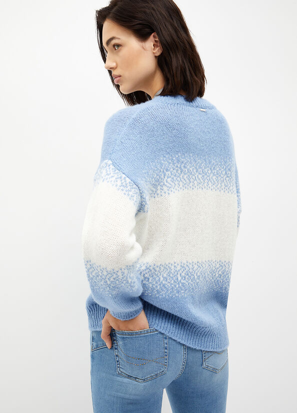 White / AZURE Blue Liu Jo Alpaca Blend Women's Sweaters | TDO-614729