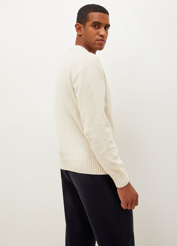 White Liu Jo Chenille Men's Sweaters | CNF-531086