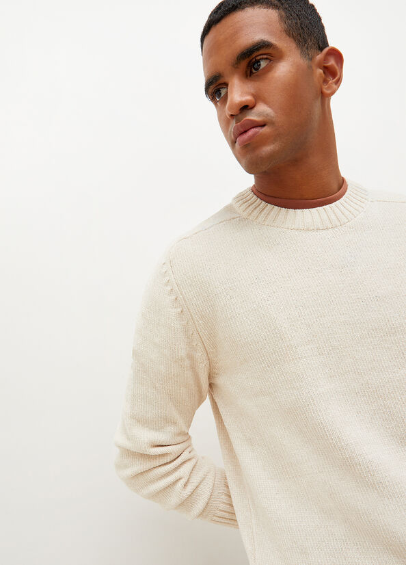 White Liu Jo Chenille Men's Sweaters | CNF-531086