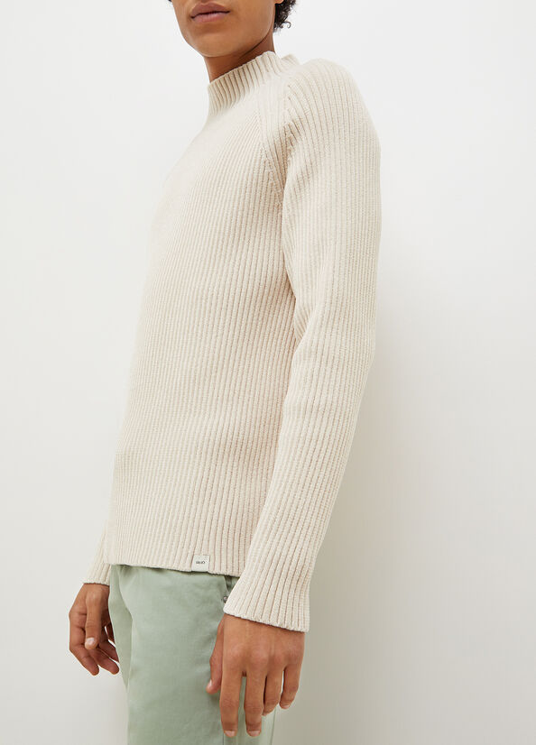 White Liu Jo Chenille Men's Sweaters | HFM-937128