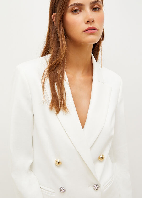 White Liu Jo Double-Breasted Blazer Women's Jackets | KCU-943107