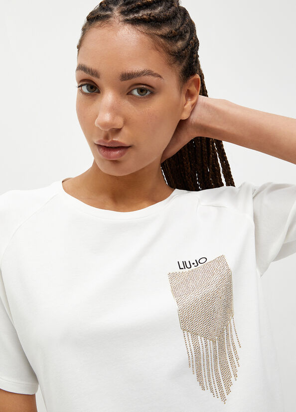 White Liu Jo Eco-Friendly With Gemstones Women's Tops | NLG-052381