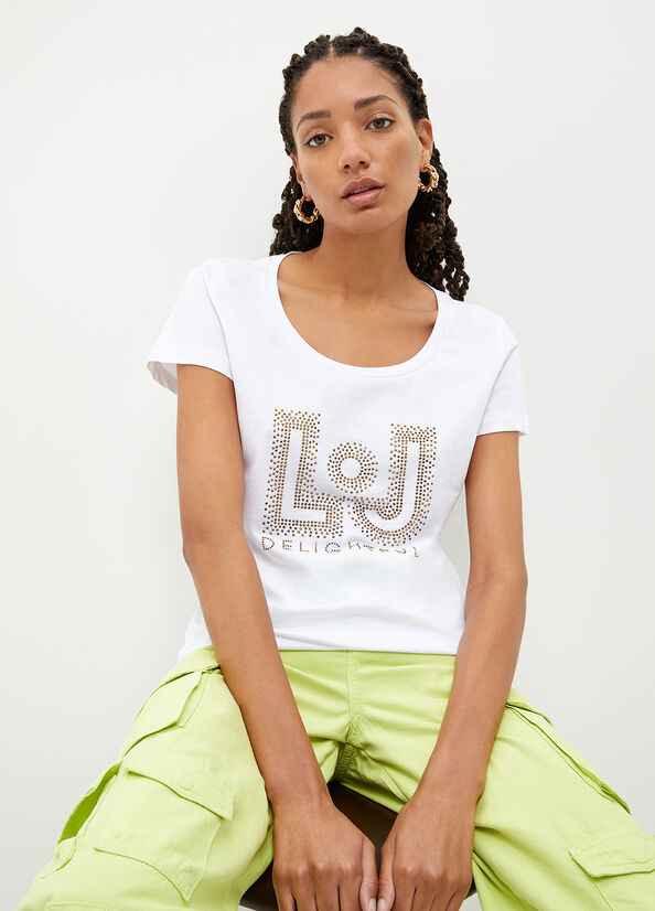 White Liu Jo Eco-Friendly With Gemstones Women's Tops | QOL-950674