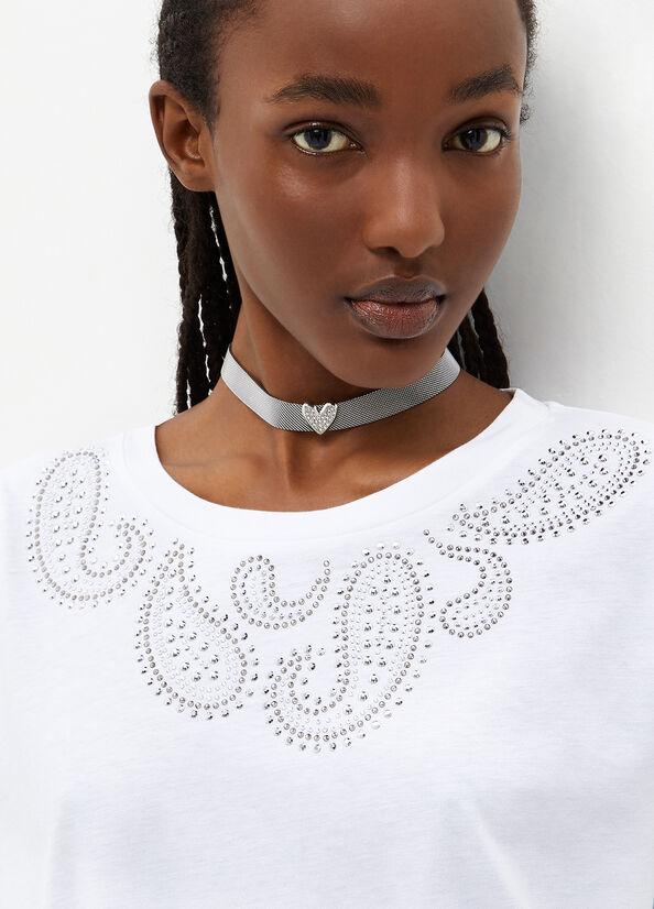 White Liu Jo Eco-Friendly With Gemstones Women's Tops | WCI-716094