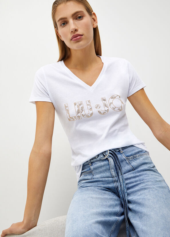 White Liu Jo Eco-Friendly With Logo Women's Tops | JTX-138507