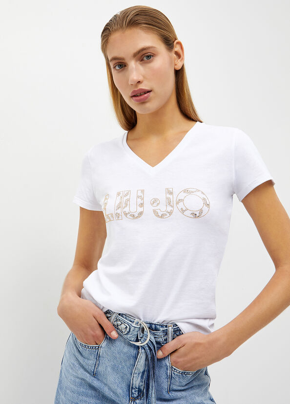 White Liu Jo Eco-Friendly With Logo Women\'s Tops | JTX-138507