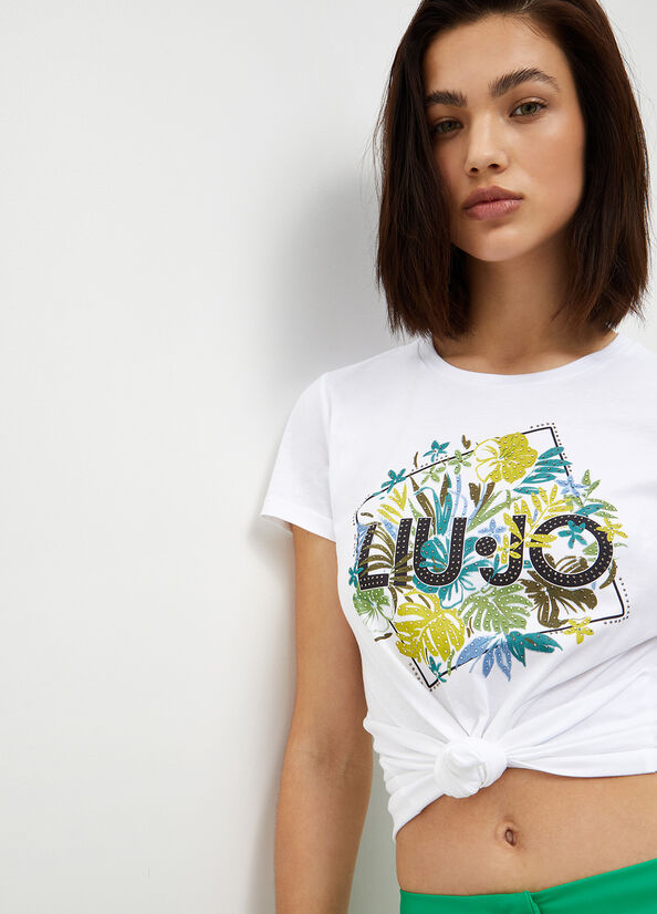 White Liu Jo Eco-Friendly With Logo Women's Tops | QRS-160583