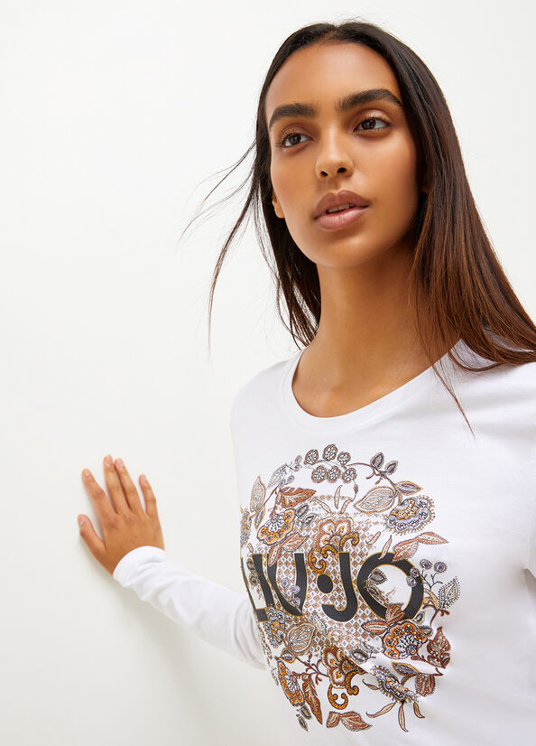 White Liu Jo Eco-Friendly With Print Women's T Shirts | QBT-613094