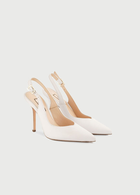 White Liu Jo Leather Slingback Women's High Heels | ORC-508469