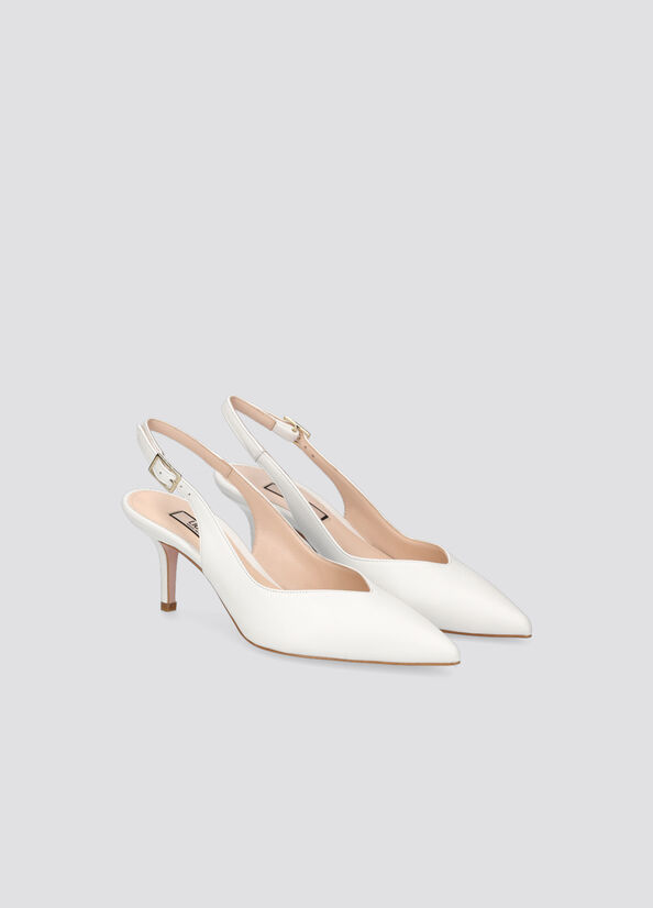 White Liu Jo Leather Slingback Women's High Heels | YAX-971432