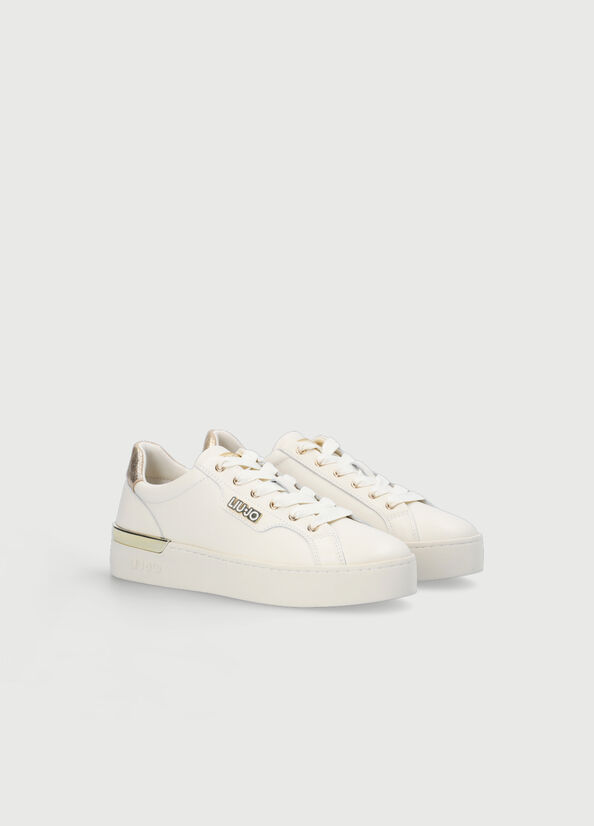 White Liu Jo Leather Women's Sneakers | USP-653491