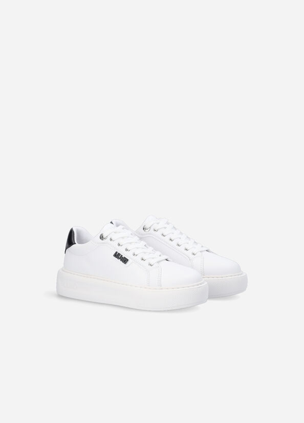 White Liu Jo Leather Women's Sneakers | VQU-194683