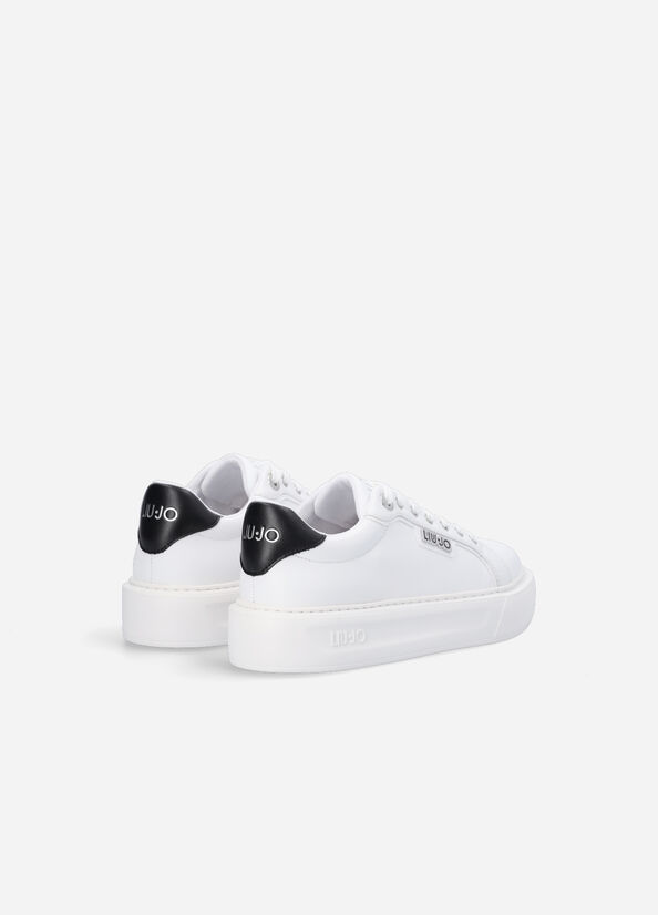 White Liu Jo Leather Women's Sneakers | VQU-194683