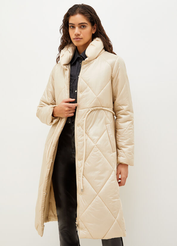 White Liu Jo Long Quilted Women\'s Coats | YIQ-795402