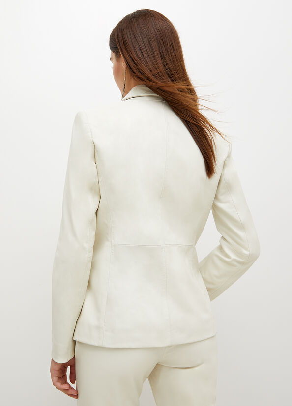 White Liu Jo Nappa Leather Blazer Women's Coats | HLE-908435