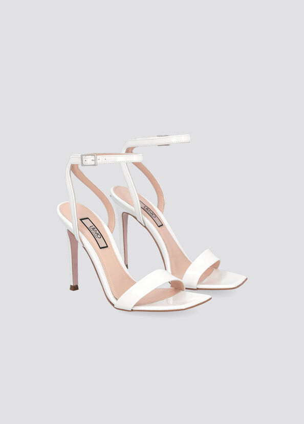 White Liu Jo Patent Leather Heeled Women's Sandals | QOV-786495