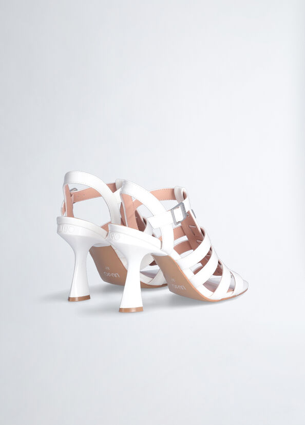 White Liu Jo Patent Leather Heeled Women's Sandals | XMA-908243