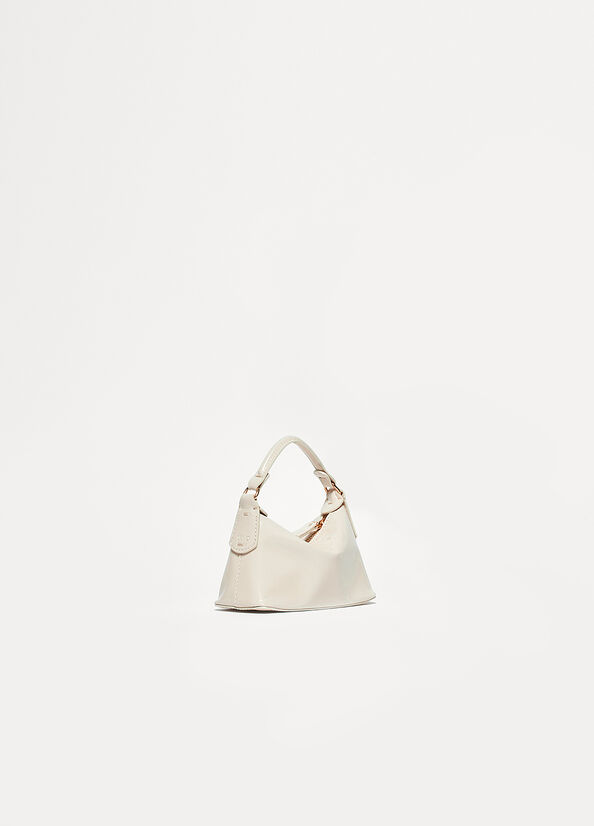 White Liu Jo Patent Leather Micro Hobo Women's Crossbody Bags | QUW-956021