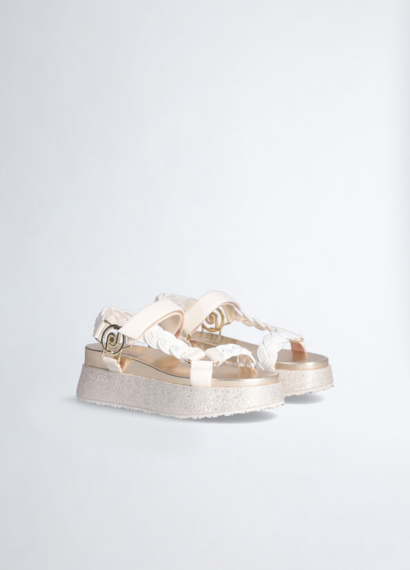 White Liu Jo Platform With Braiding Women's Sandals | WTE-658047