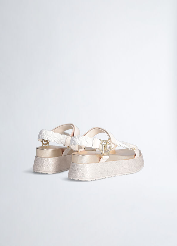 White Liu Jo Platform With Braiding Women's Sandals | WTE-658047