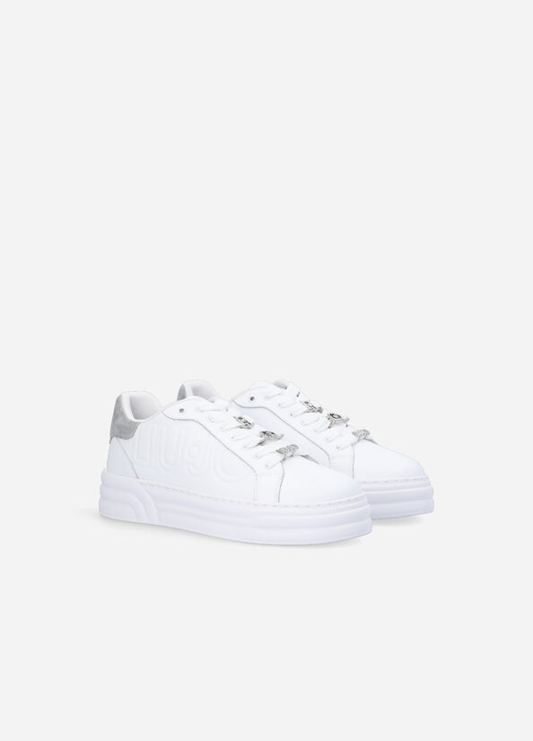 White Liu Jo Platform With Jewel Details Women's Sneakers | LGA-362894