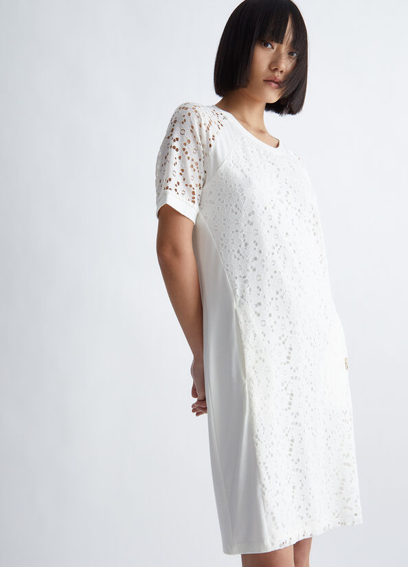 White Liu Jo San Gallo Lace Women\'s Dress | VKQ-275381