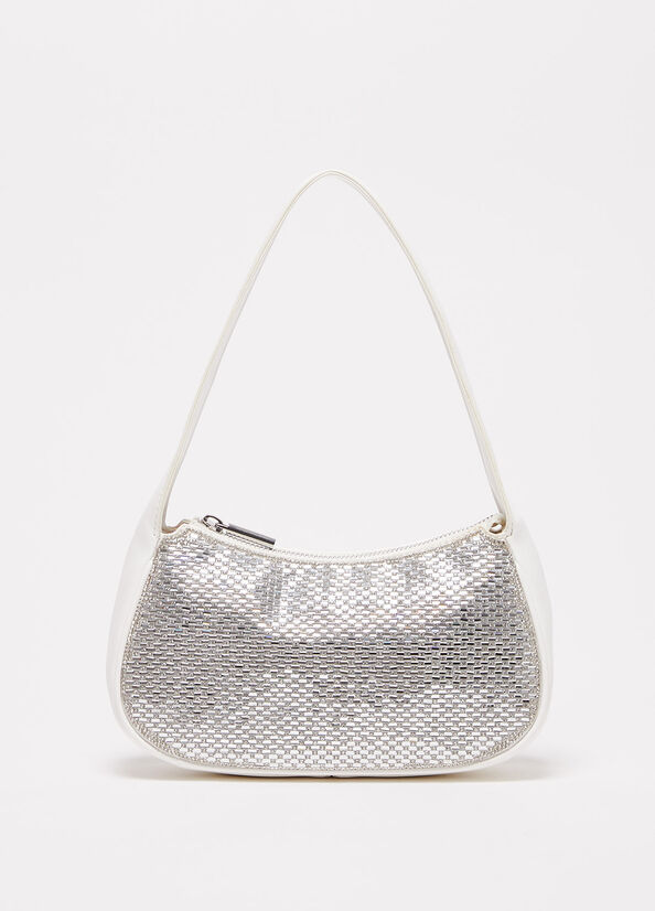 White Liu Jo Shoulder With Rhinestones Women's Shoulder Bags | MQP-174029