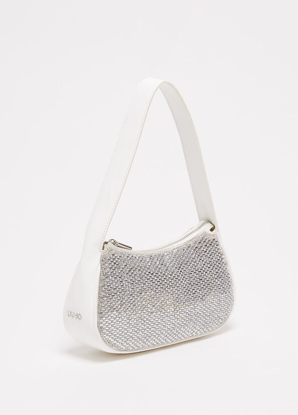 White Liu Jo Shoulder With Rhinestones Women's Shoulder Bags | MQP-174029