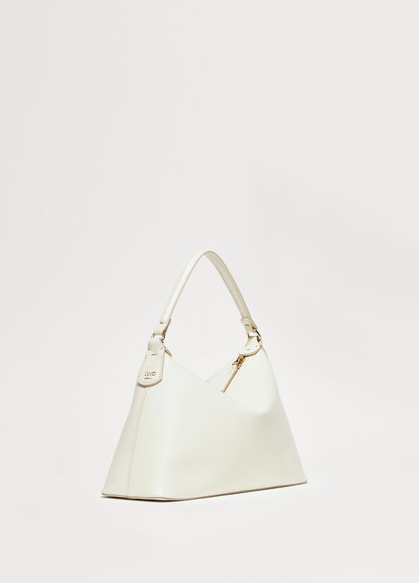 White Liu Jo Small Hobo In Leather Women's Crossbody Bags | IFV-908235