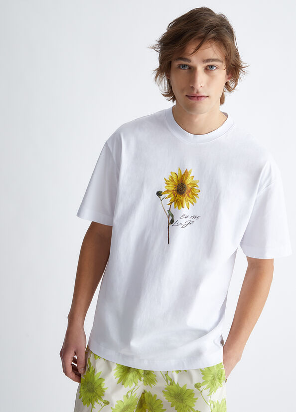 White Liu Jo Sunflower Men\'s T Shirts | CLR-897215