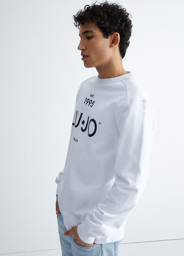 White Liu Jo With Logo Men\'s Sweaters | YSG-728659