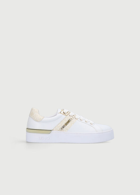 White Liu Jo With Monogram Detail Women's Sneakers | DWE-940172