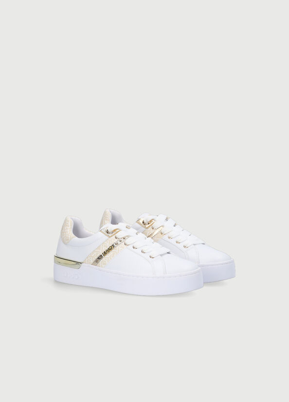 White Liu Jo With Monogram Detail Women's Sneakers | DWE-940172