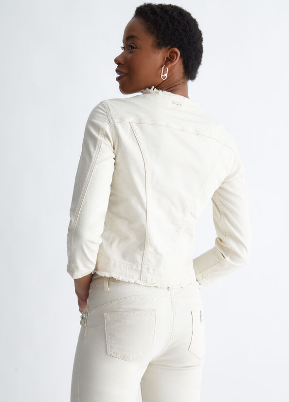 White Liu Jo With Pearls Women's Jackets | JYE-145879