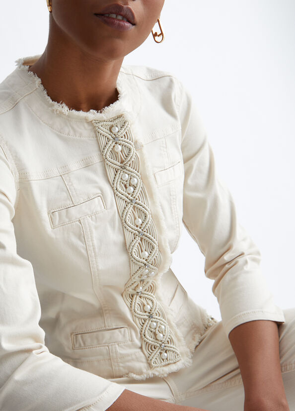 White Liu Jo With Pearls Women's Jackets | JYE-145879