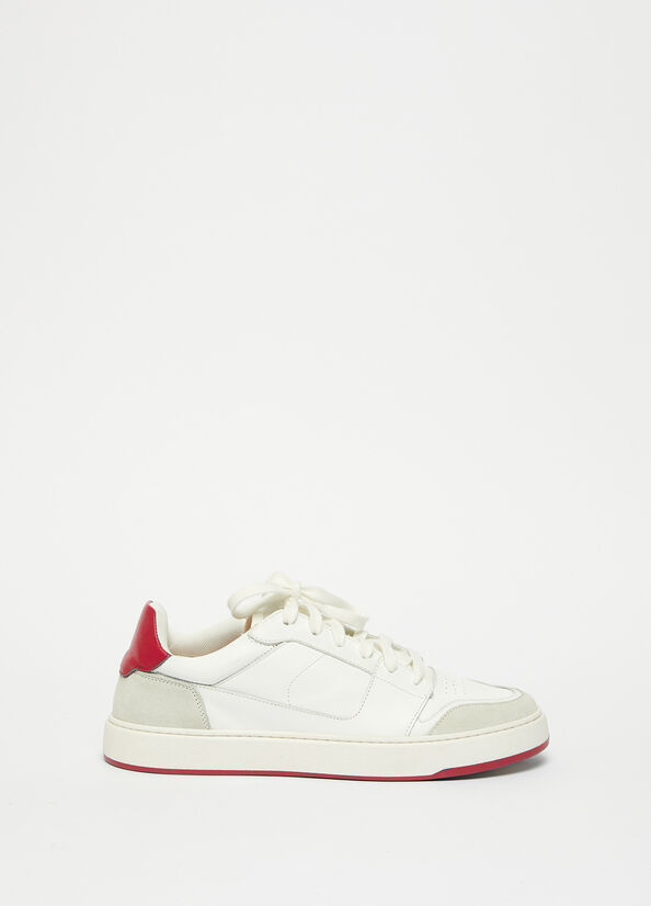 White / Red Liu Jo Leather Men's Sneakers | NLU-403795