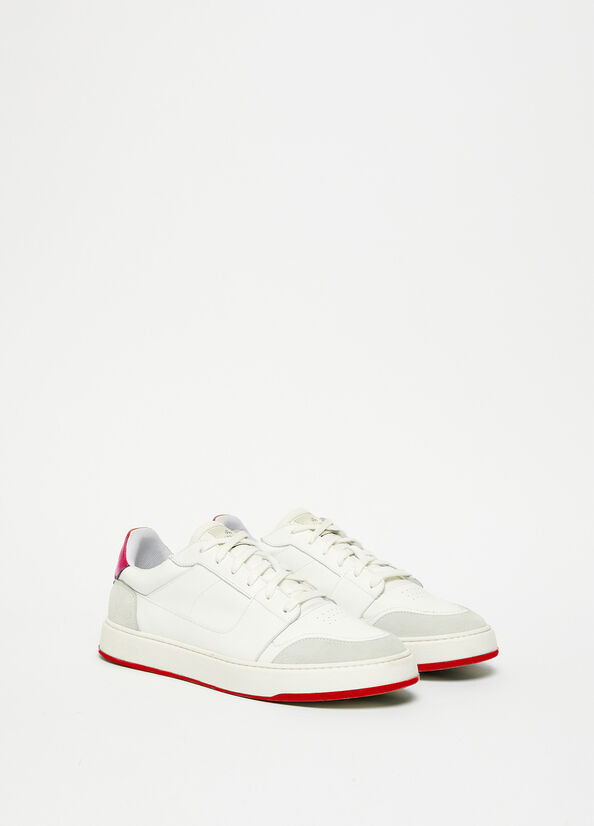 White / Red Liu Jo Leather Men's Sneakers | NLU-403795