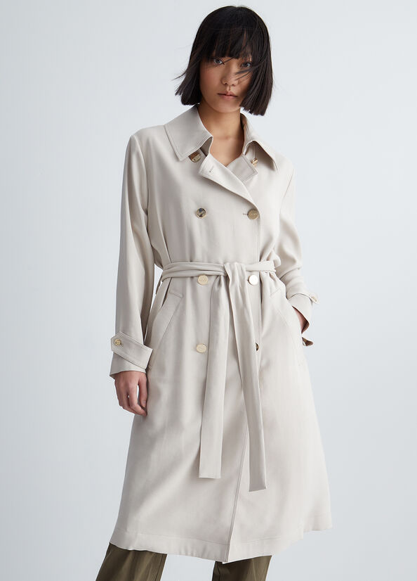 Beige Liu Jo Double-Breasted Trench Women's Coats | UJA-519268