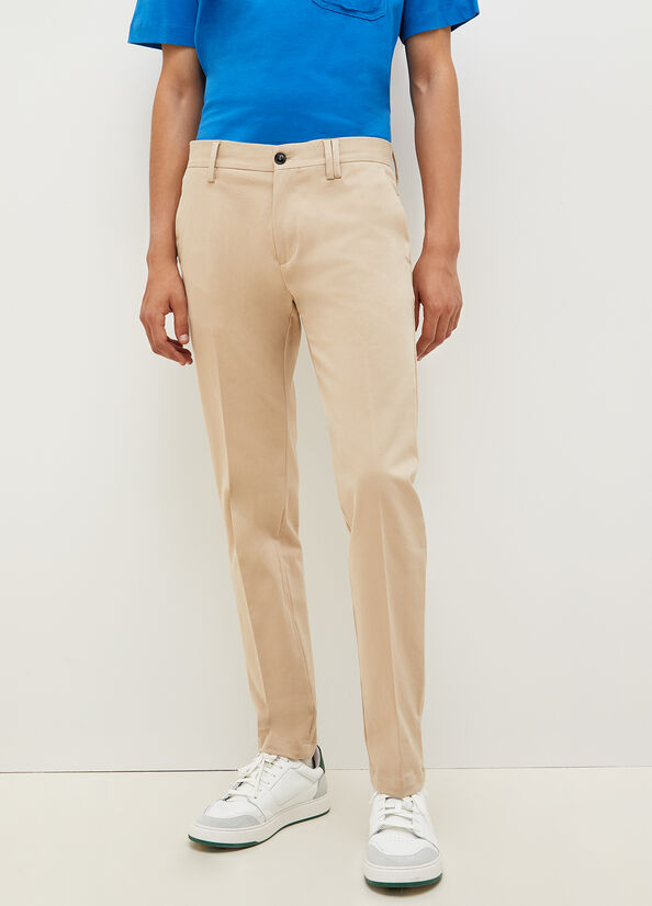 Beige Liu Jo Slim Fit Chinos Men's Pants | KPI-863107