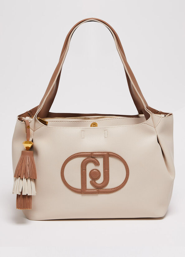 Beige Liu Jo With Logo Women's Shoulder Bags | FEG-830741