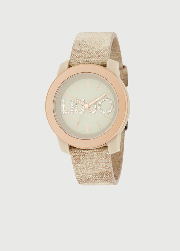 Beige / Pink Liu Jo With Denim Strap Women's Watches | XTN-832601