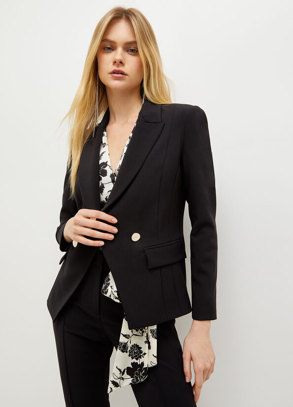 Black Liu Jo Double-Breasted Stretch Blazer Women's Jackets | PRH-249160