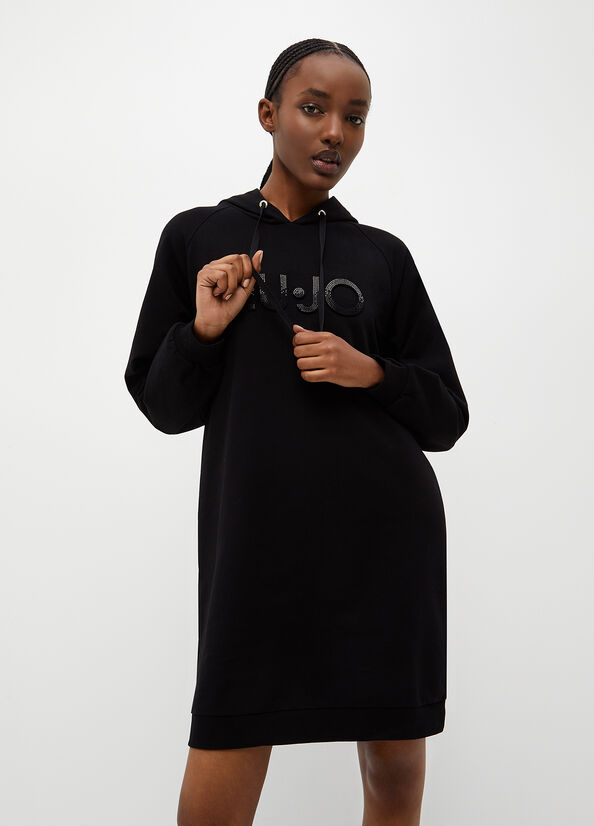 Black Liu Jo Eco-Friendly Fleece Women's Dress | WYG-289461