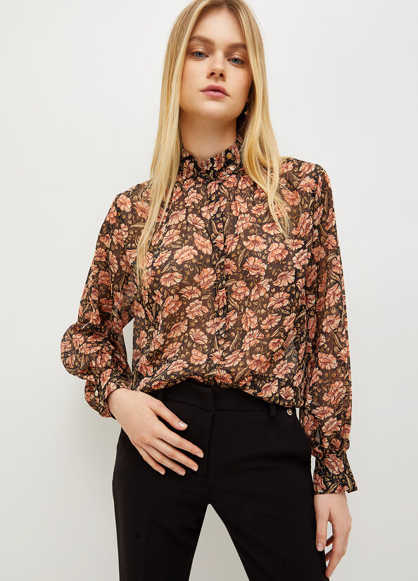 Black Liu Jo Eco-Friendly Floral Women's Shirts | ACD-942870