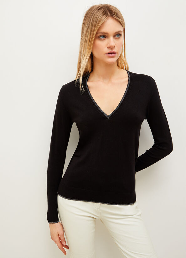 Black Liu Jo Eco-Friendly Lurex® Women's Sweaters | KST-037952