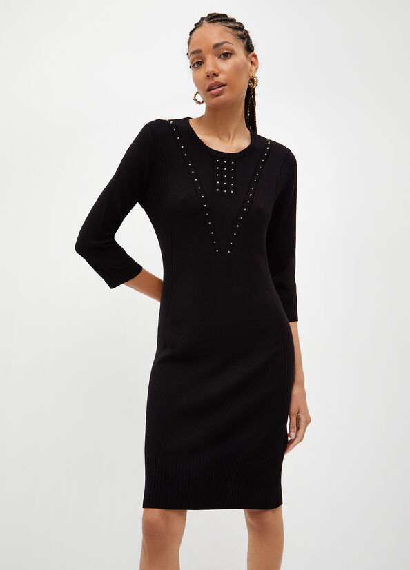 Black Liu Jo Eco-Friendly With Studs Women's Dress | VHA-752319