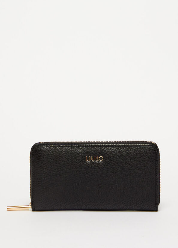 Black Liu Jo Eco-Friendly Zip-Around Women's Wallets | SBE-820634