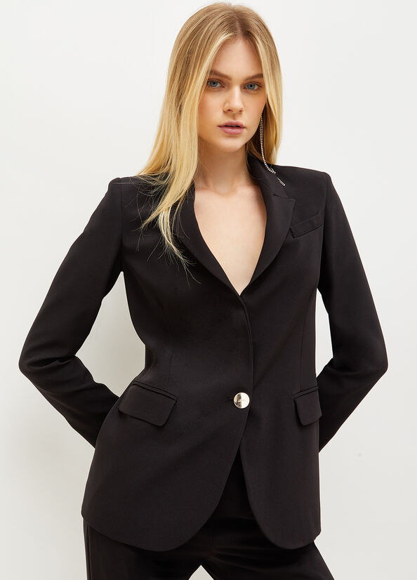 Black Liu Jo High-Tech Stretch Fabric Blazer Women's Jackets | TNG-817409