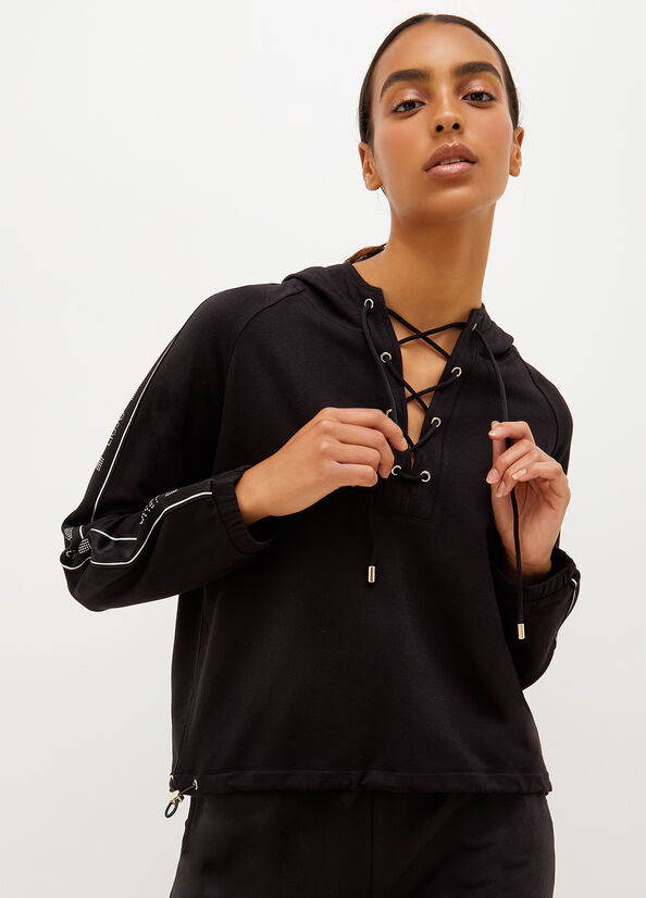 Black Liu Jo Hooded, Eco-Friendly Women's Sweaters | MPX-278036